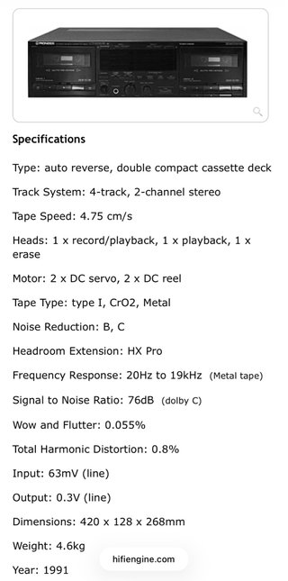 PIONEER CT-W550R