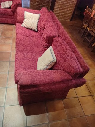 Sofá 3 y 2 plazas rosa