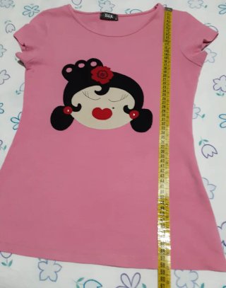 Camiseta de manga corta tipo "Las Karmelas" rosa M
