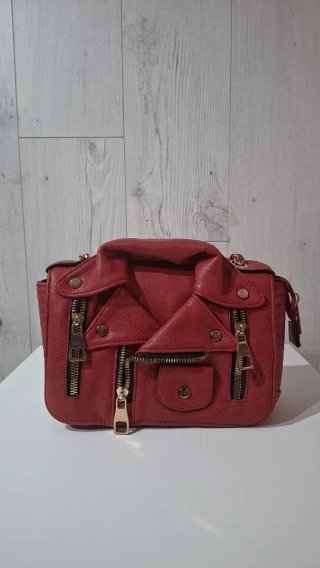 Bolso Rojo Estilo Chaqueta Motera