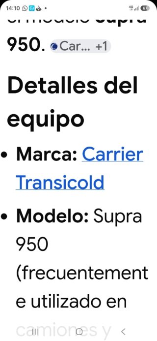 Echipo frio camión Carrier supra 950