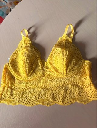 Reggiseno/top giallo pizzo