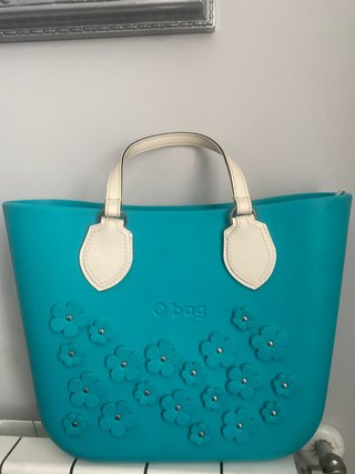 Bolso O Bag Flores Azul y Beige