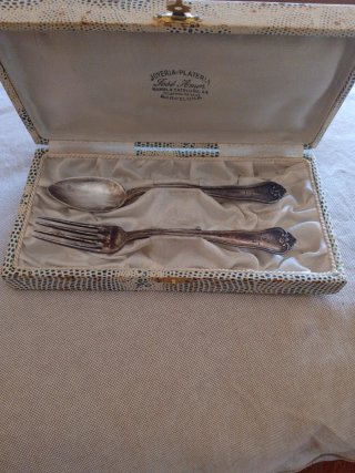 Antiguos cubiertos plata 800 - 2 piezas