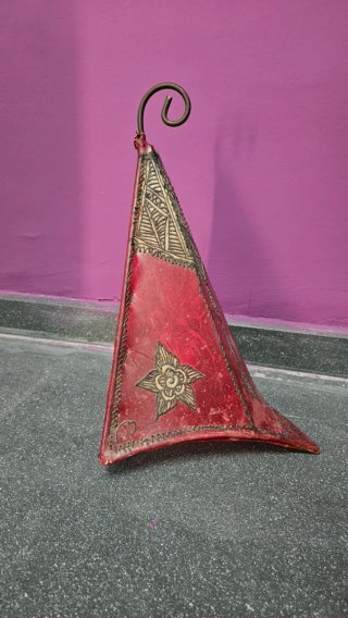 Aplique Marroquí Piel Rojo y Metal