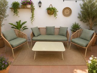 Conjunto de patio: sofá, 2 sillones y mesa
