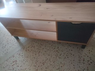 Mueble TV madera y gris 117.5x 35x 51.A