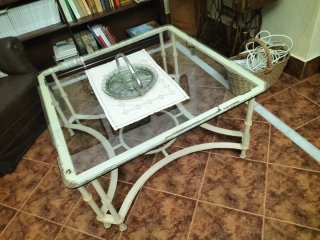 Mesa baja forja y cristal