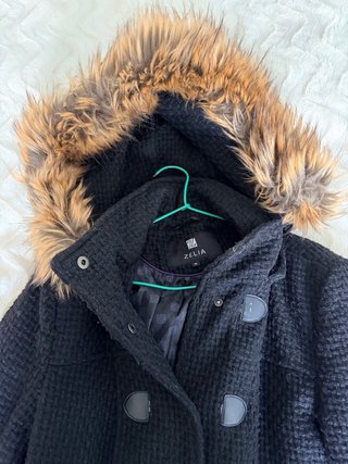 Abrigo paño negro ZELIA con pelo