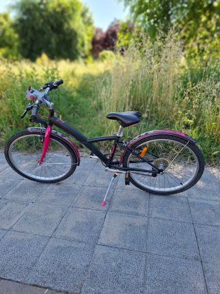 Bicicleta niña negra y rosa