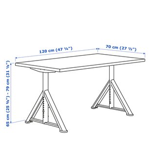 Mesa Escritorio oficina Ikea 120x70 Negro/Gris