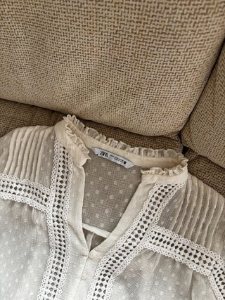 Blusa Zara Blanca Romántica