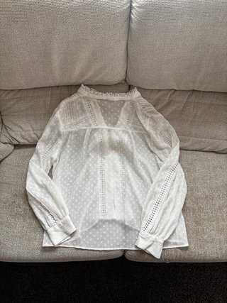 Blusa Zara Blanca Romántica