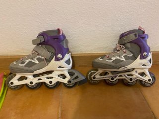 Bolsa patines Oxelo rosa y verde i patines lilas