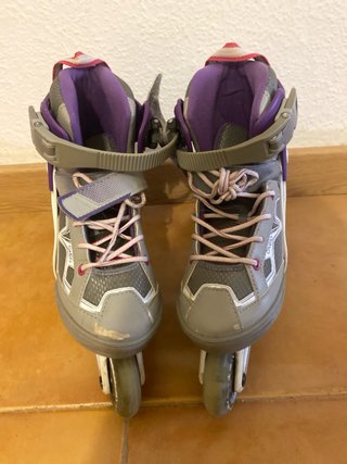 Bolsa patines Oxelo rosa y verde i patines lilas