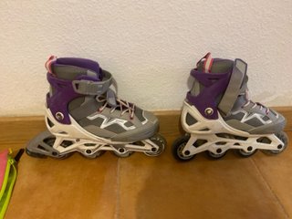 Bolsa patines Oxelo rosa y verde i patines lilas