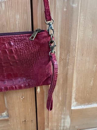 Bolso de mano vintage cuero rojo