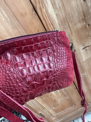Bolso de mano vintage cuero rojo