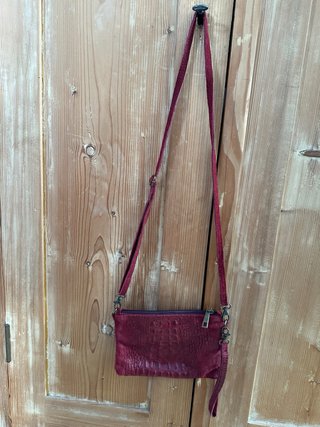 Bolso de mano vintage cuero rojo