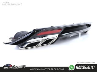 DIFUSOR TRASERO NEGRO BRILLO CON COLAS CROMADAS PARA MERCEDES CLASE S W222