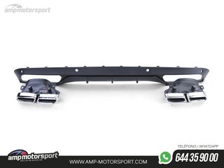 DIFUSOR TRASERO CON COLAS CROMADAS PARA MERCEDES CLASE C KOMBI/SEDAN W205 NEGRO MATE