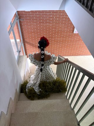 Vestido Flamenca Blanco y Verde hecho a medida!!