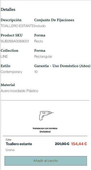 Estantería Toallero Cosmic Line Metal Plata