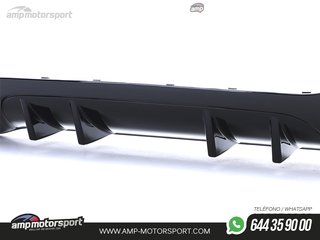 DIFUSOR TRASERO NEGRO BRILLO CON COLAS SIMPLES NEGRAS PARA MERCEDES CLASE A V177