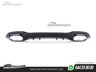DIFUSOR TRASERO NEGRO BRILLO CON COLAS SIMPLES CROMADAS PARA MERCEDES CLASE A W177