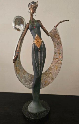 Figura Decorativa Mujer Africana Metal 45cm