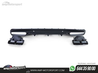 DIFUSOR TRASERO NEGRO MATE CON COLAS NEGRAS PARA MERCEDES CLASE C W205