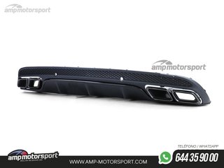 DIFUSOR TRASERO NEGRO MATE CON COLAS NEGRAS PARA MERCEDES CLASE C W205
