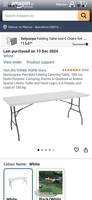 Mesa Plegable Catering 180cm Blanca