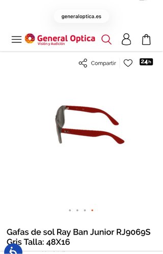 Gafas de Sol Ray-Ban Grises y Rojas. Infantiles.