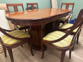 Mesa comedor extensible madera 165-230cm +6 sillas
