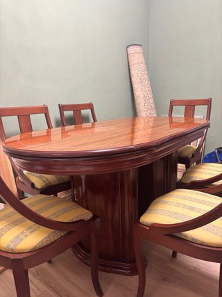 Mesa comedor extensible madera 165-230cm +6 sillas