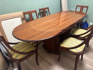 Mesa comedor extensible madera 165-230cm +6 sillas