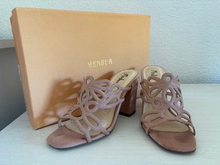 Sandalias Tacón Menbur Rosa Maquillaje (Talla 35)