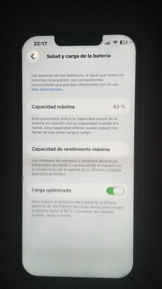 iPhone Azul 83% salud de bateria