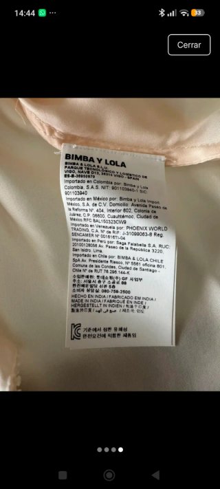Blusa Bimba y Lola Seda Beige Talla S