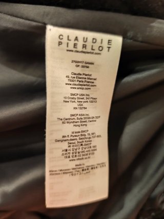 Chaquetón negro CLAUDIE PIERLOT Talla 36