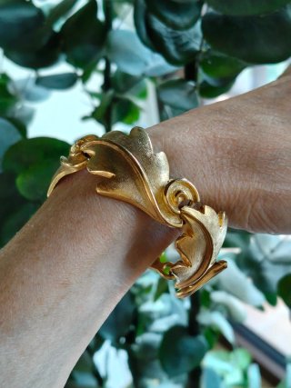 Pulsera Vintage Guy Laroche Hojas Texturizadas