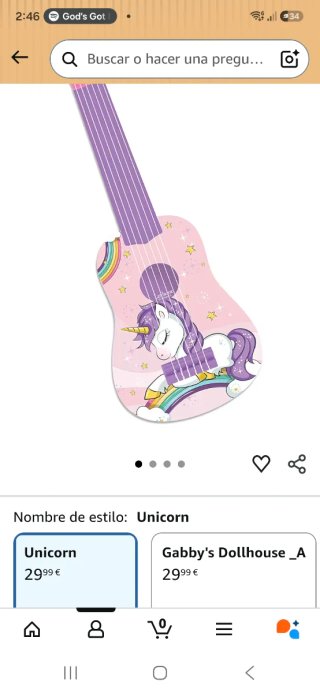 Guitarra infantil Lexibook unicornio rosa