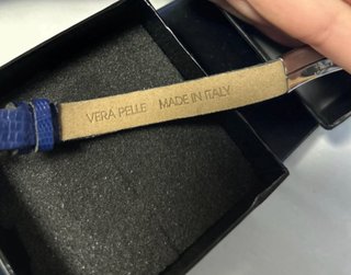 Pulsera cuero Vera Pelle Made in Italy azul