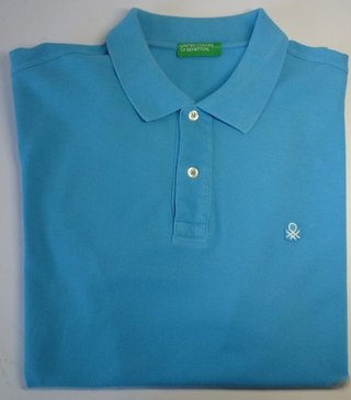 POLO BENETTON AZUL CLARO TALLA L MANGA CORTA