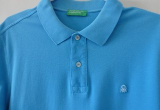 POLO BENETTON AZUL CLARO TALLA L MANGA CORTA