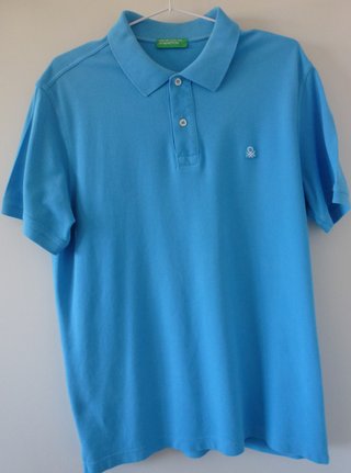 POLO BENETTON AZUL CLARO TALLA L MANGA CORTA