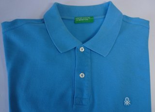 POLO BENETTON AZUL CLARO TALLA L MANGA CORTA