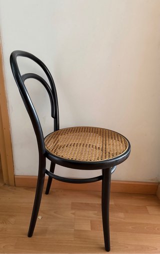 Silla colonial madera y ratán