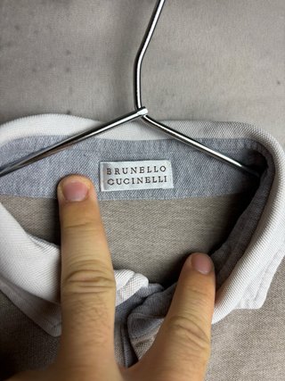 Brunello Cucinelli Polo a Manica Lunga Beige/Grigio